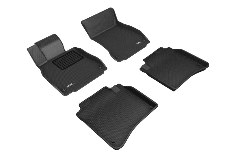 Mercedes-Benz S65 AMG Floor Mat Set - Front and Rear - 3D MAXpider - Kagu, Carbon Fiber Embossed Pattern - Black - `14-`20